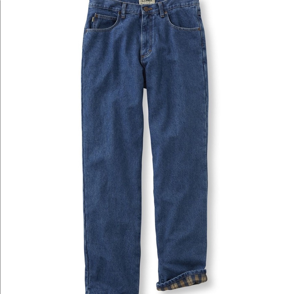 LL Bean Relaxed Fit Flannel Lined Jeans - Picture 2 of 8